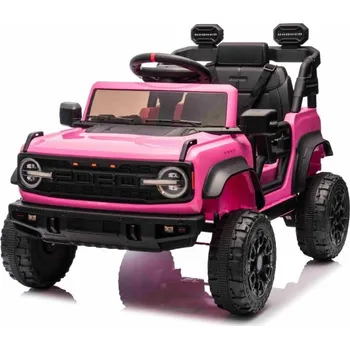 Dětské elektrovozidlo Elektrické autíčko Beneo Ford Bronco s pohonem zadních kol s licencí (Jednomístné), růžové, Lithiová baterie, Vysoký podvozek, široké sedátko, Odpružená zadní náprava, 2,4 GHz Dálkový ovladač, MP3 přehrávač s USB, LED
