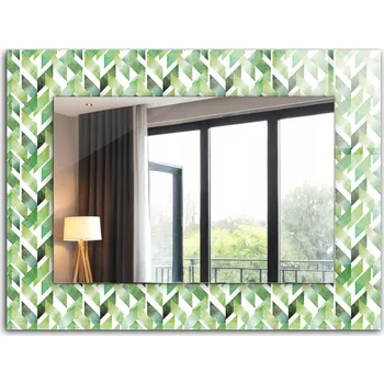 Zrcadlo Dekorativní zrcadlo na zeď potisk dekor 80x60 Zelený geometrický vzor