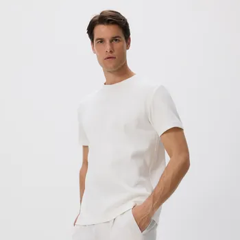 Reserved - Regular tričko ze strukturovaného úpletu - krémová - 736EF-01X - 736EF-01X-XXL