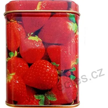 Dóza na potraviny STRAWBERRY JAHODY plechová dóza na čaj 7420 foto červených jahod