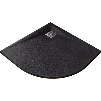 Sprchová vanička Besco Čtvrtkruhová sprchová vanička z SMC kompozitu VEXO BLACK HR 90x90 Rozměry (cm): 90x90