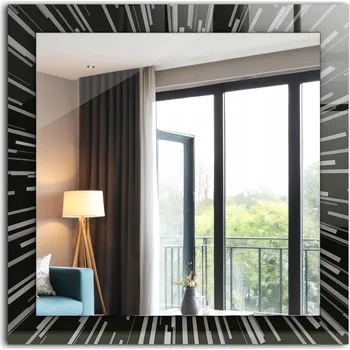 Zrcadlo Moderní čtvercové zrcadlo s potiskem Efekt rychlosti světla 60x60 cm