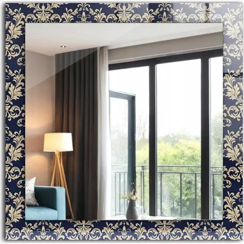 Zrcadlo Dekorativní designové zrcadlo závěsné loft Viktoriánský vzor tapety 60x60