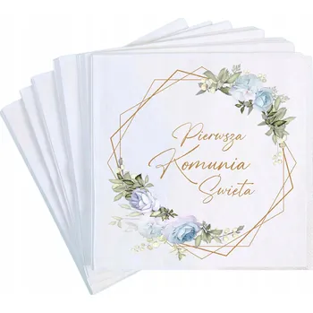 Papírový ubrousek Ubrousky na stůl ke SVATÉ PŘIJÍMÁNÍ - dekorace, KVĚTINY, modré