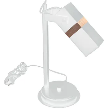 Stojací lampa Stolní lampa Vidar, 1x dřevěné/bílé kovové stínítko, w