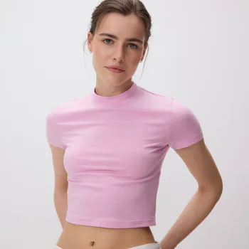 Dámské tričko Reserved - Bavlněné tričko - pastelově růžová - 987ED-03X - 987ED-03X-L