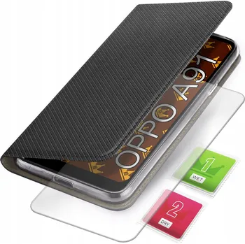 Pouzdro na mobilní telefon Flipové pouzdro Kingglass pro Oppo A91, černé