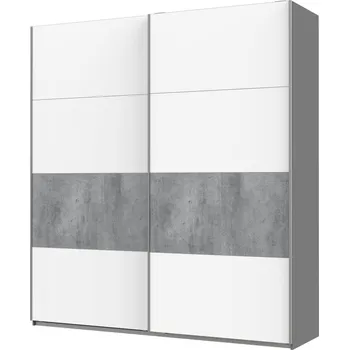 Šatní skříň Skříň G-Caiser Doros s 2 dveřmi DTD, 220 cm, antracit / bílá, vklad beton