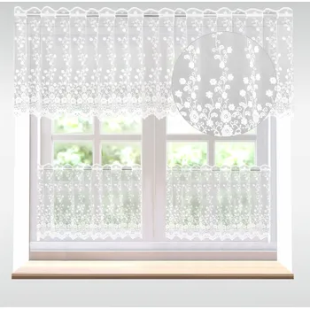 Záclona Záclona řecký tyl, Zámecké květy vitrážka metráž, bílá