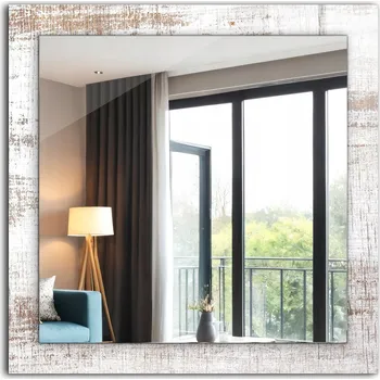 Zrcadlo Moderní nástěnné Zrcadlo s potiskem na skle Staré Dřevo 60 x 60 cm