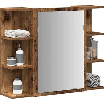 Koupelnový nábytek Koupelnová skříňka se zrcadlem, staré dřevo, 80x20,5x64 cm