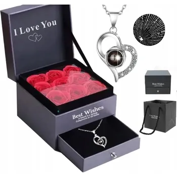 Dárková krabička Krabička na šperky Náhrdelník Stabilizovaná Růže Krabička Dárek ke Dni matek