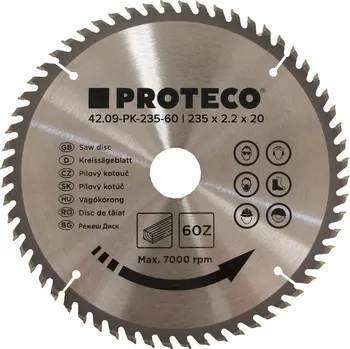 Pilový kotouč PROTECO kotouč pilový SK 235 x 2.2 x 20 | 60 zubů