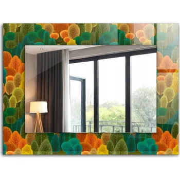 Zrcadlo Krásné moderní zrcadlo s ozdobným rámem dekor loft 80x60 cm Podzimní Stromy