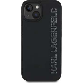 Notebook Karl Lagerfeld 3D Rubber Glitter Logo Zadní Kryt pro iPhone 13 Černá
