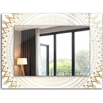 Zrcadlo Zrcadlo s s potiskem a ozdobným skleněným rámem XXL 80 x 60 cm, vzor mandaly