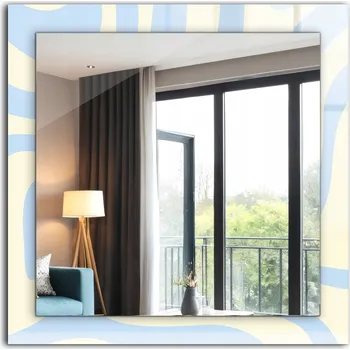 Zrcadlo Moderní čtvercové zrcadlo s potiskem Abstraktní vlnité 60x60