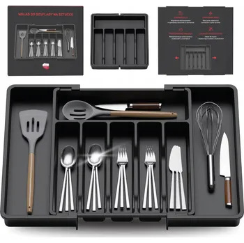 Příborník do zásuvky Organizér Organizér do kuchyňské zásuvky 60 Nádoba na příbory Rozkládací