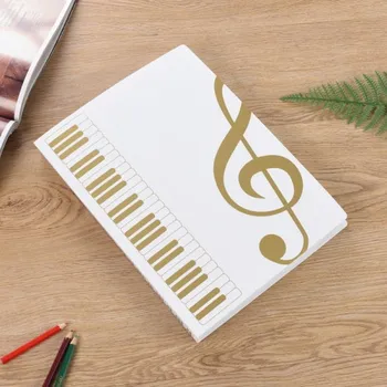 Bílá složka na noty - houslový a basový klíč ve zlaté barvě