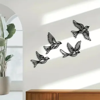 Obraz BAF 4 x kovová dekorace ptáka různé velikosti