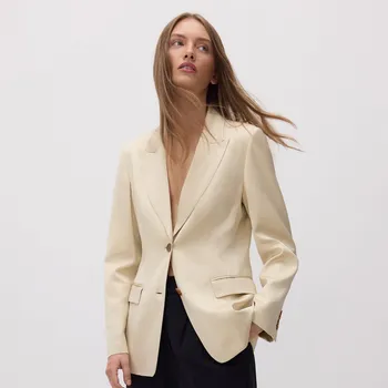 Reserved - Saténové sako se směsí lnu - tělová - 135FK-02X - 135FK-02X-XS