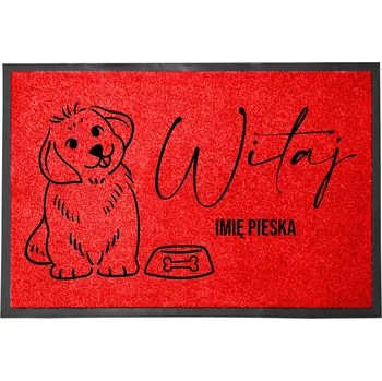Vstupní rohožka červená DOMOV BYT HIT TWOJE IMIĘ WITAJ MOTYW
