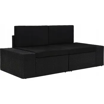 Pohovka Modulární pohovka pro 2 osoby, PE ratan, černá