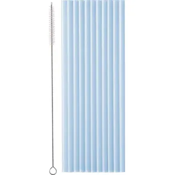 Papírový ubrousek PartyDeco Brčka plastová světle modrá 23cm, 12ks + kartáček