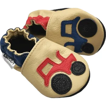 Capáčky EBOOBA Kožené capáčky s koženou podrážkou traktor 5-6 let Béžová 29