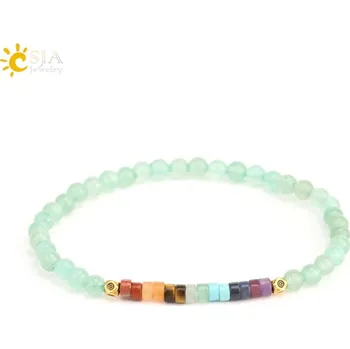 Náramek Čakrový náramek z minerálů | Minerální náramek, korálkový náramek - Zelený avanturín