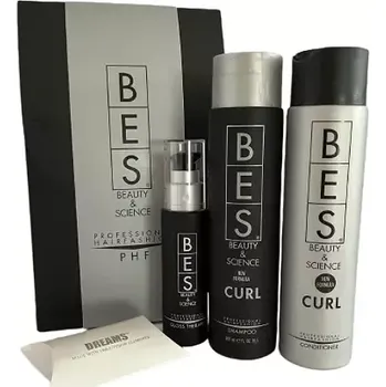Kosmetická sada Bes Curl dárková sada na kudrnaté vlasy – šampon, balzám a Gloss Therapy lesk s arganovým olejem
