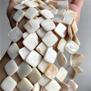 Dětské navlékací korálky 38 cm Šňůra perleťových korálků | korálky na šperky, přírodní perleť - Č.42 14x14mm