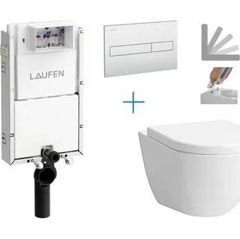 WC sada Laufen Set předstěnové instalace TW1 + rimless klozet a sedátko Laufen Pro + tlačítko Dual Flush, chrom mat