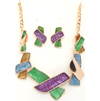 Souprava šperků Amorino Sada - Obdélníky Barva: Zelená