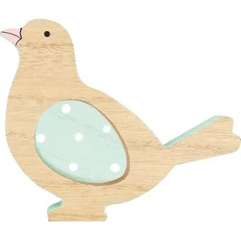 Velikonoční dekorace ANDĚL Ptáček dřevěný na postavení 12 cm mentolový