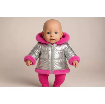 Kabátek a kalhoty pro panenku o velikosti 43cm (stříbrný)