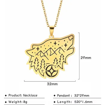 Náhrdelník Nerezový náhrdelník s přívěskem | Řetízek - vlčí zlato A