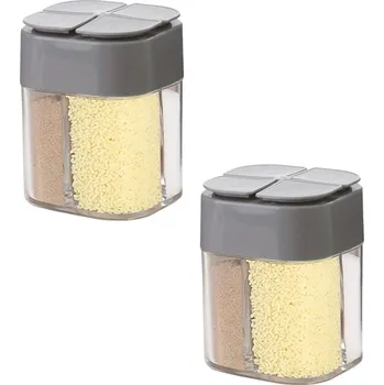 Dóza na potraviny Cestovní kořenka 4v1 s víčkem | dóza na koření, přenosná kořenka - 2ks šedé