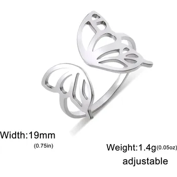 Prsten Ocelový prsten motýl nastavitelný | šperk - B Steel