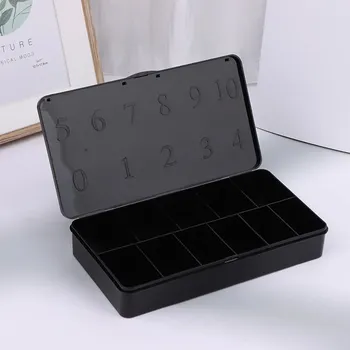 Úložný box Úložný box na nehty, 11 přihrádek | plastový organizér, box s víkem - Černý