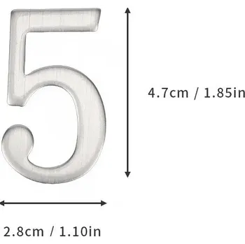 Číslo na dům nerez 5x3 cm | číslo popisné, dveřní štítek, samolepicí - Samolepící , č.5