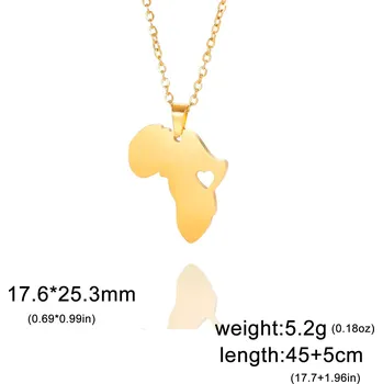 Náhrdelník Náhrdelník s mapou Afriky | ocelový řetízek - Styl F Zlatá barva
