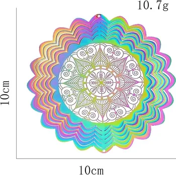 Zahradní dekorace Duhová magická větrná spirála, 3d dekorace na zahradu | větrná spirála, zahradní dekorace, lapač paprsků - Mandala