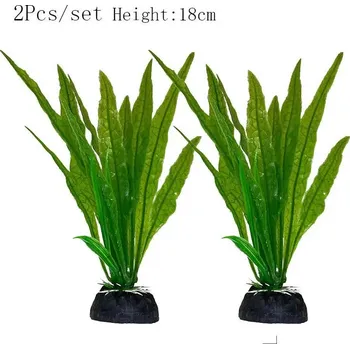 Dekorace do akvária Umělé rostliny do akvária s květy | akvarijní dekorace | vodní tráva - 2ks světle zelená