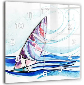 Hodiny Foto Hodiny Skleněné Nástěnné Do Moderních Interiérů Surfové prkno 60x60 cm