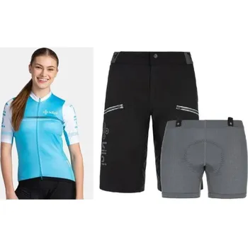 cyklistický dres KILPI CORRIDOR-W Modrý cyklistický dres + Kilpi TRACKEE-W černé cyklistické kraťasy 40 + DÁREK