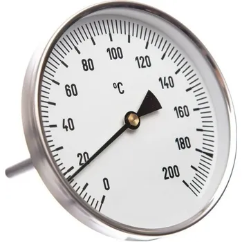 Teploměr d80mm s mosaznou ZADNÍ jímkou 50mm, 0-200°C, bimetalový T8050200