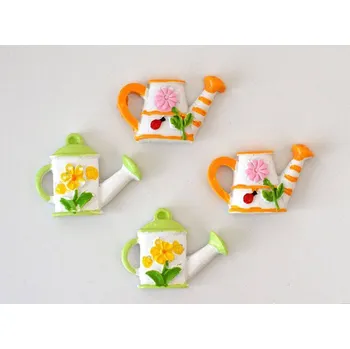 Zahradní dekorace Malovaná konvička se samolepkou - ZELENÁ