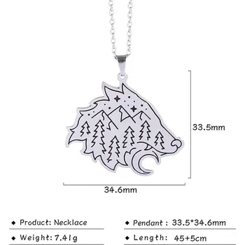 Náhrdelník Nerezový náhrdelník s přívěskem | Řetízek - vlčí ocel