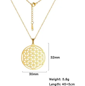 Náhrdelník Náhrdelník květ života ocelový | dámský šperk - Styl 1 Zlato-30mm , 45-50 cm